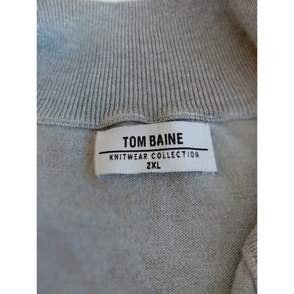 Tom Baine Knitwear Collection Gray Soft 1/4 Zip Mock Neck Pullover Sweater Sz 2X - Picture 3 of 6